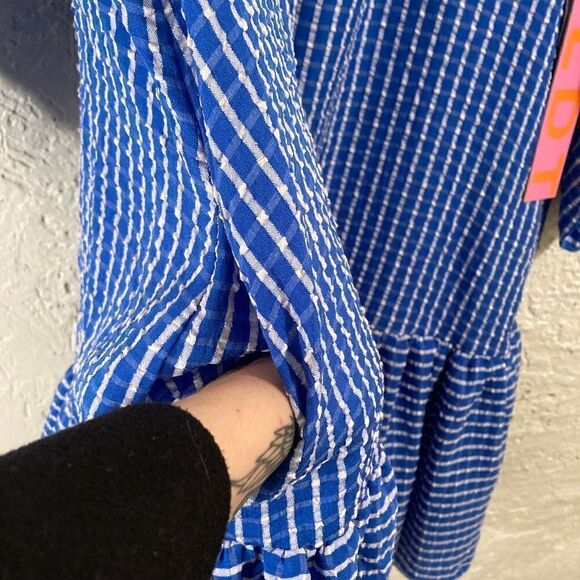 NWT LDT Blue and White Checkered Shift Dress - Picture 10 of 11